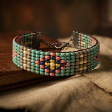 Bransoletka koralikowa w stylu Boho - Kolory Ziemi i Nieba