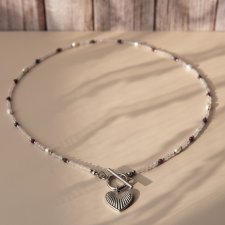 Naszyjnik AMOUR - kwarc różowy, rubin i perła słodkowodna