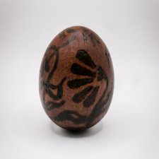 Ręcznie dekorowane drewniane jajko – wzór ORGANICZNY - pirografia,  buk, bejcowane na palisander,upominek na Wielkanoc, Easter, egg