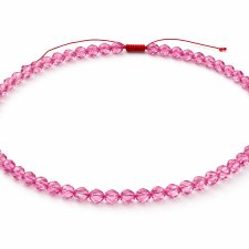 Naszyjnik z Fasetowanych Różowych Kryształów na Czerwonym Sznurku - Regulowany