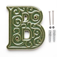 Numer domu, litera B, zielono-brązowa, do przykręcenia