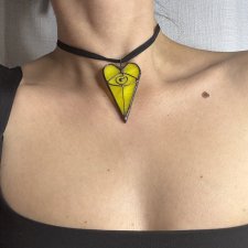 NASZYJNIK SZKLANY AMULET "TRZECIE OKO" WISIOREK WITRAŻ