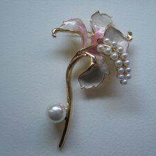 PIĘKNA EMALIOWANA  BROSZKA KWIAT PEREŁKI