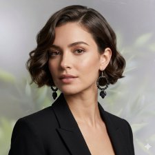 Kolczyki Koła Koralikowe Małe Czarne z Liściem