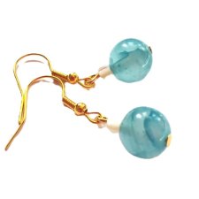 DROBINKI BŁĘKITNE - minimalistyczne kolczyki z jadeitem