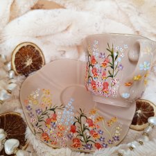 komplet polne kwiaty ręcznie malowany 250 ml.