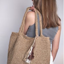 Duża torebka szydełkowa boho – ręcznie robiona torba na ramię