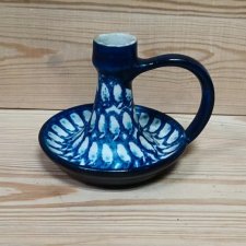 Kaganek świecznik w stylu ceramiki bolesławieckiej vintage