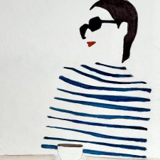 Dziewczyna w paskach, 30*21cm, Original Akwarela