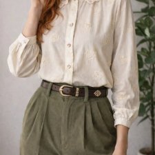 Bluzka z kołnierzykiem Vintage Cottage Core