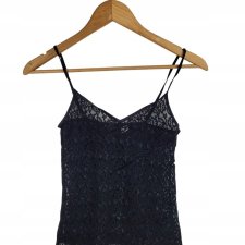 H&M koronkowy top damski czarny 38 M