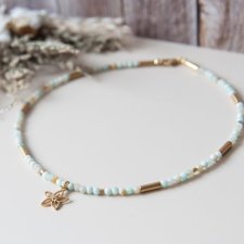 Naszyjnik choker z kamieni LITTLE FLOWER - amazonit i hematyt