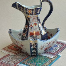 Antique Imari Bowl and Jug Toilet Set XIXw.  - umywalnia! ❤ Wspaniały komplet toaletowy ❤