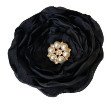 Broszka czarna kwiat 8cm