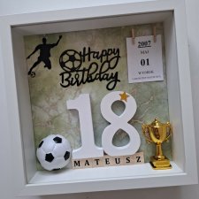 Ramka z okazji urodzin 18,20,30,40,50 mężczyzna piłka nożna, piłkarz