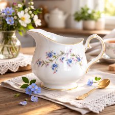 Elegancki porcelanowy dzbanuszek z motywem kwiatowym vintage