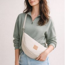 Zamszowa torebka crossbody Kremowa