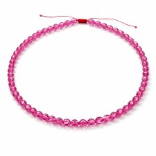 Naszyjnik z Fasetowanych Różowych Kryształów na Czerwonym Sznurku - Regulowany