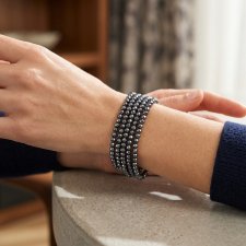 Bransoletka z fasetowanych koralików - Grafitowy Blask