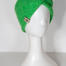 Ręcznie robiona zielona opaska Air Drops Baby Alpaca rękodzieło handmade