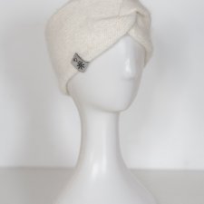 Ręcznie robiona opaska ecru Air Drops Baby Alpaca rękodzieło handmade