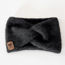 Ręcznie robiona czarna opaska Air Drops Baby Alpaca rękodzieło handmade