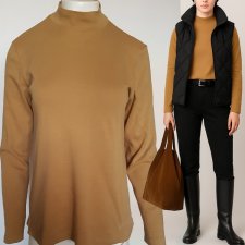 klasyczna bluzka dzianinowy półgolf damski bawełna beż toffi camel 38 / 40 Hu11
