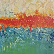 obraz do salonu abstrakcja horyzont w ogniu