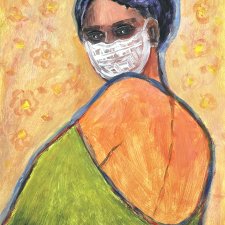 Echo kwarantanny, 44*31 cm, Oryginalny obraz akrylowy