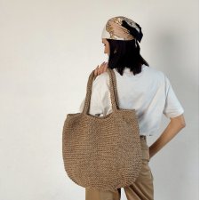 Torebka szydełkowa z juty – duża torba handmade boho na ramię