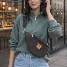 Zamszowa nerka basic Czekoladowa