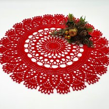 Czerwona, okrągła serweta 40 cm