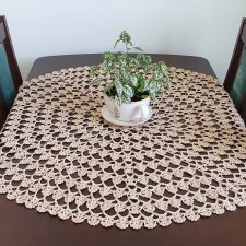 Beżowa , okrągła serweta, 103 cm