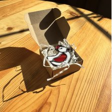 Broszka witrażowa "Kurka" w stylu rustykalnym Witraż w stylu Tiffany