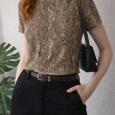 ZARA Bluzka print skóra węża panterka wężowy wzór cętki Animal print