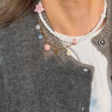 Naszyjnik z łańcuszkiem / koraliki ceramiczne / charms / choker
