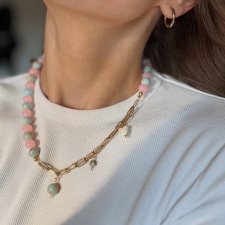 Naszyjnik z kamieni naturalnych / jaspis cesarski / jaspis dalmatyński / charms