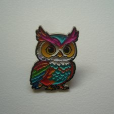 METALOWA EMALIOWANA PIN PRZYPINKA SOWA