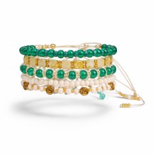 Bransoletka Zestaw Bransoletek "Leśna Przeplatanka" z Różyczkami