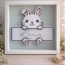 Ramka z imieniem dziecka – personalizowany prezent dla dziecka królik