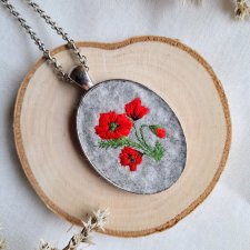 Naszyjnik Polne maki owalny duży