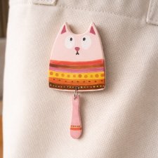 Kolorowa Broszka Kot, Pin Kotek, Przypinka