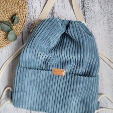 Workoplecak 2w1 sztruks niebieski