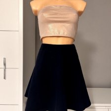 Spódniczka granatowa Moss Copenhagen S rozkloszowana 100% bawełna, z wysokim stanem