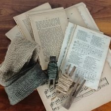 Zestaw kartki ze starej książki stare nuty sznurek jutowy styl rustykalny