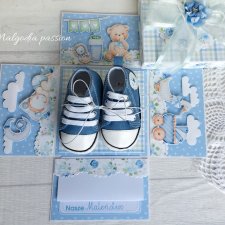 Pudełko exploding box z prawdziwymi bucikami