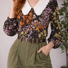 Bluzka Cottagecore Kwiaty Duży Kołnierz New Look Boho Retro 42
