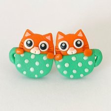 Kolczyki Rude Koty w Kubeczkach