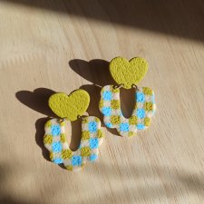 Kolczyki z gliny polimerowej wiosenna kratka