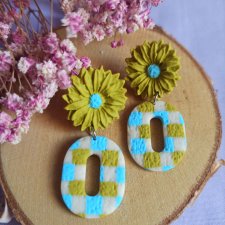 Kolczyki z gliny polimerowej wiosenna kratka